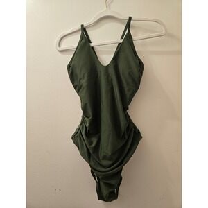 Cupshe Women's Tummy Contouring One Piece Swimsuit Olive Green Ruched Ties